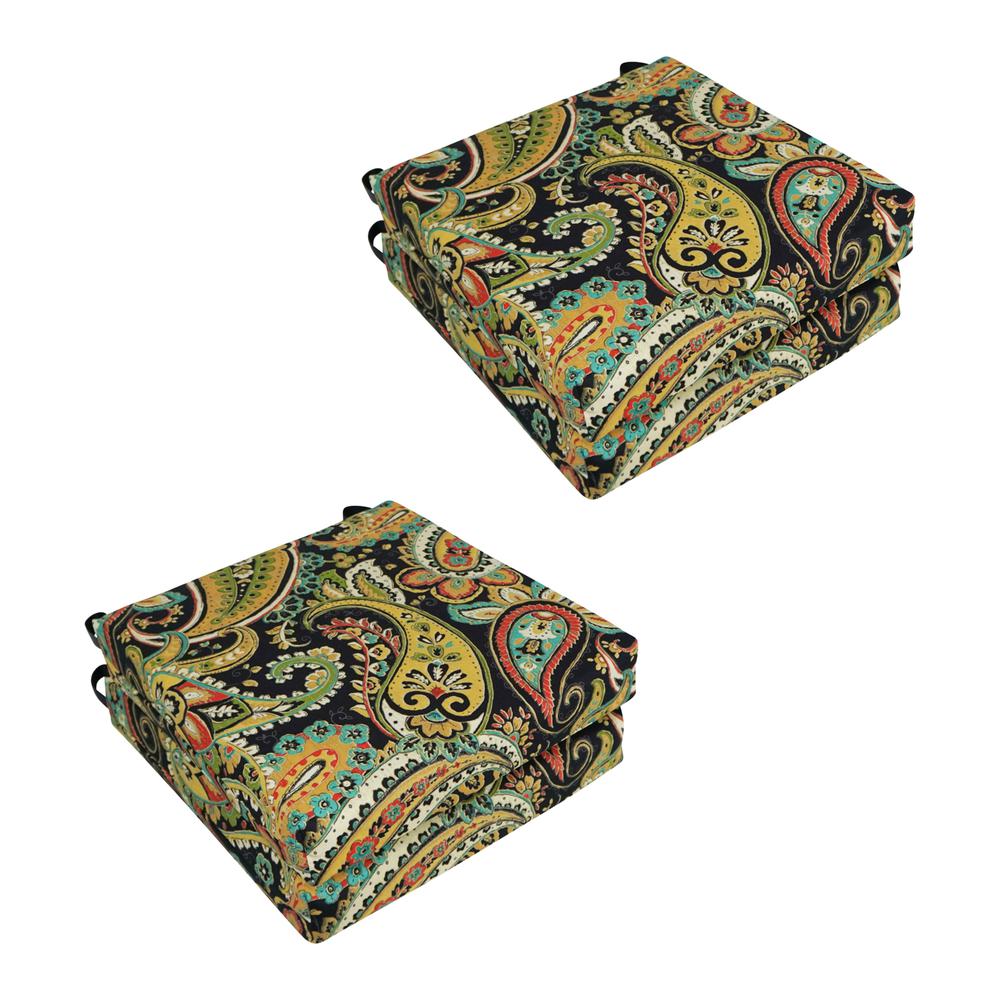Set of 4 Outdoor Chair Cushions, Hadia Franco Noir. Picture 1