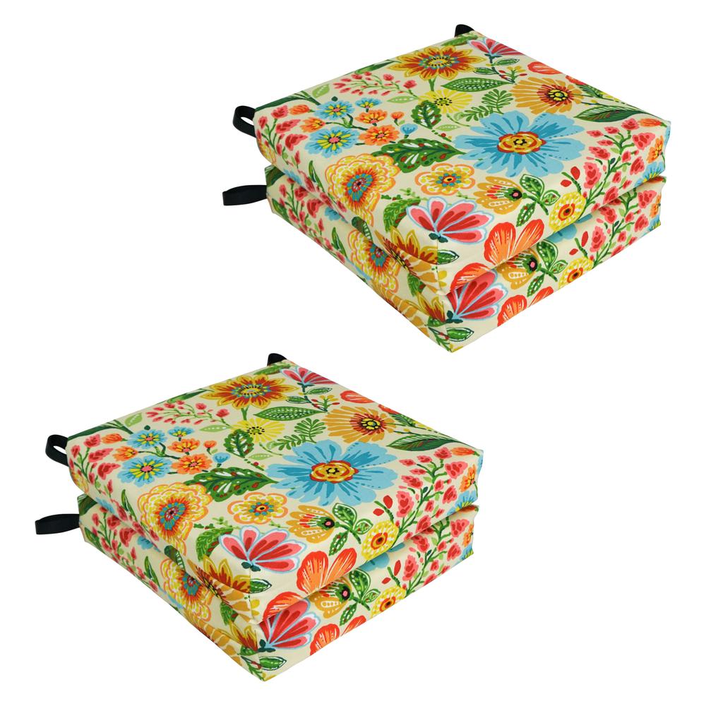 Set of 4 Outdoor Chair Cushions, Gregoire Chamomile. Picture 1