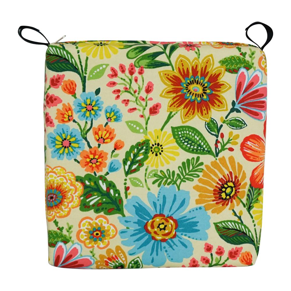 Set of 4 Outdoor Chair Cushions, Gregoire Chamomile. Picture 2