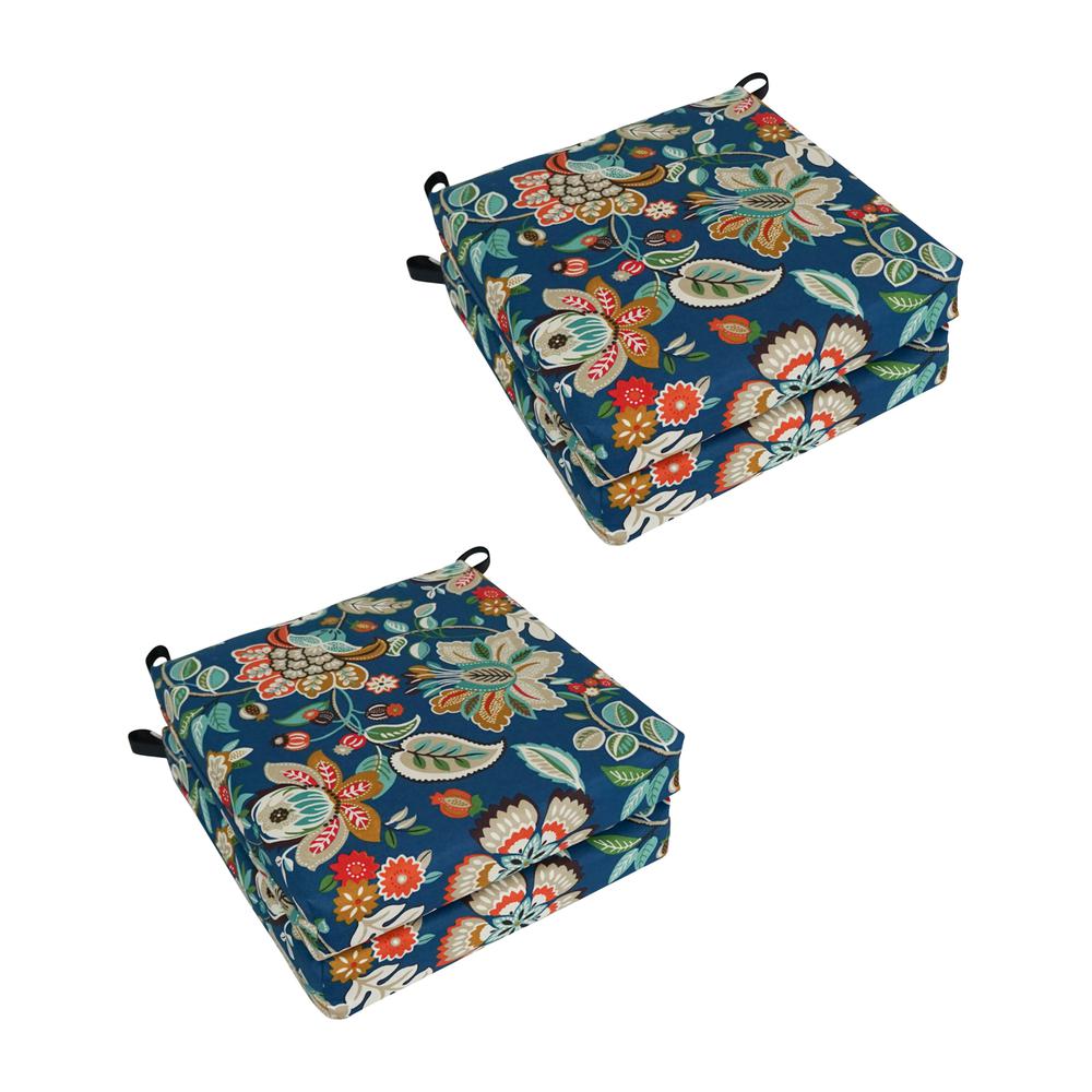 Set of 4 Outdoor Chair Cushions, Telfair Peacock. Picture 1