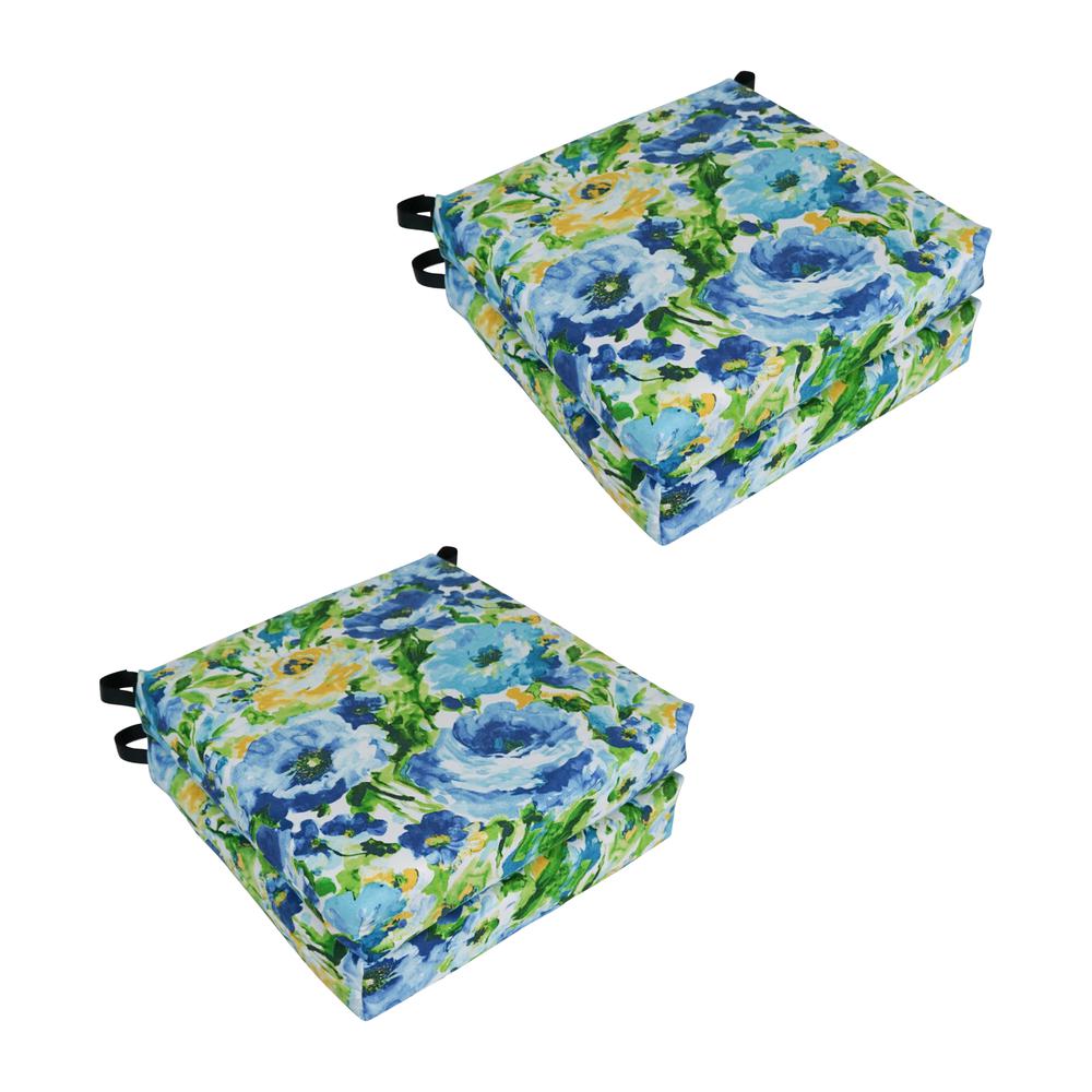 Set of 4 Outdoor Chair Cushions, Lesandra Sunblue. Picture 1