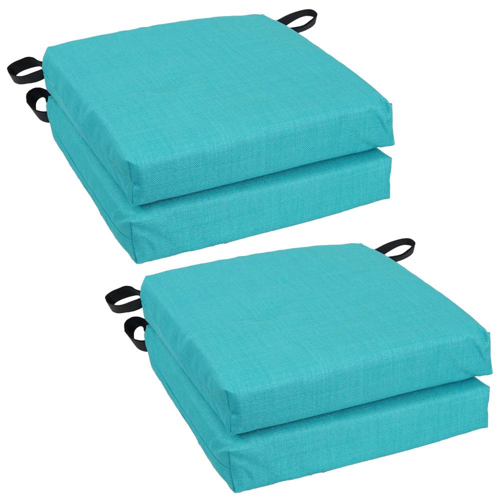 Set of 4 Outdoor Chair Cushions, Aqua Blue. Picture 1