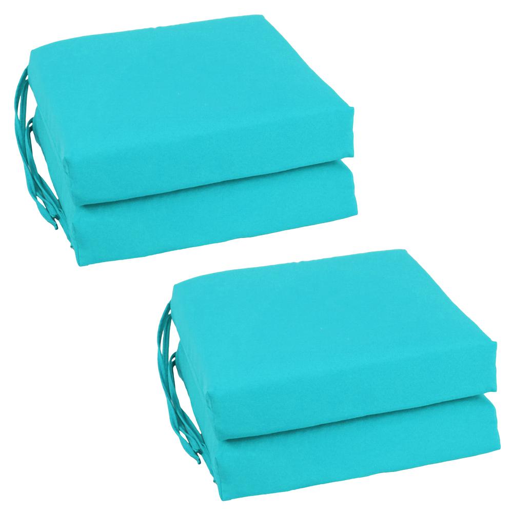 Blazing Needles Set of 4 Indoor Twill Chair Cushions, Aqua Blue. Picture 1