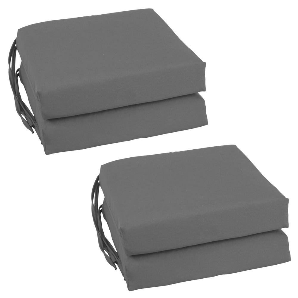 Blazing Needles Set of 4 Indoor Twill Chair Cushions, Steel Grey. Picture 1