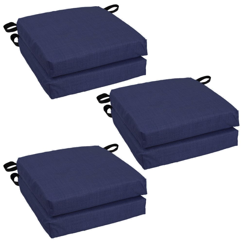 16-inch Spun Polyester Solid Outdoor Square Chair Cushions (Set of 6). Picture 1