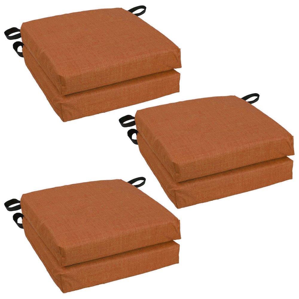 16-inch Spun Polyester Solid Outdoor Square Chair Cushions (Set of 6). Picture 1