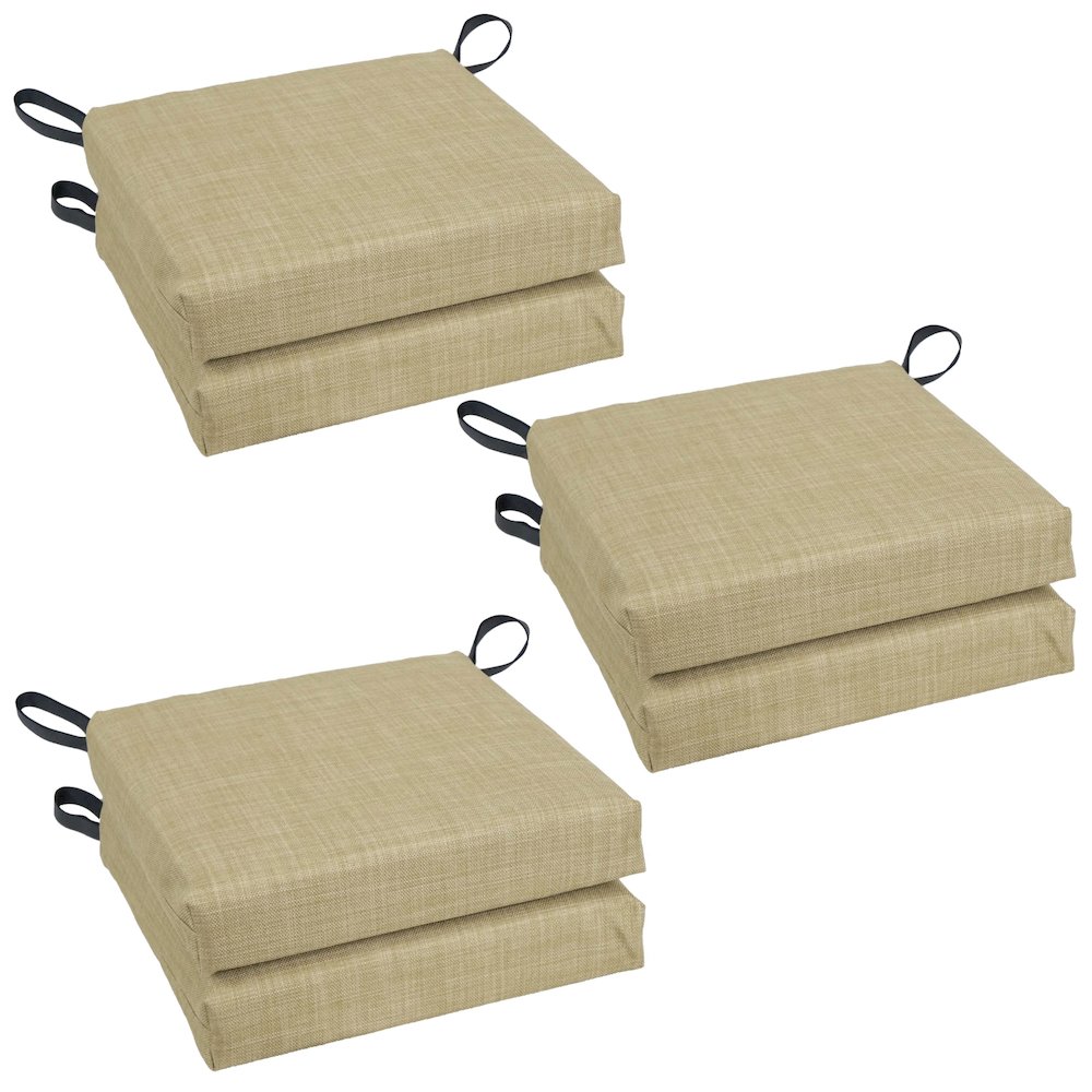 16-inch Spun Polyester Solid Outdoor Square Chair Cushions (Set of 6). Picture 1