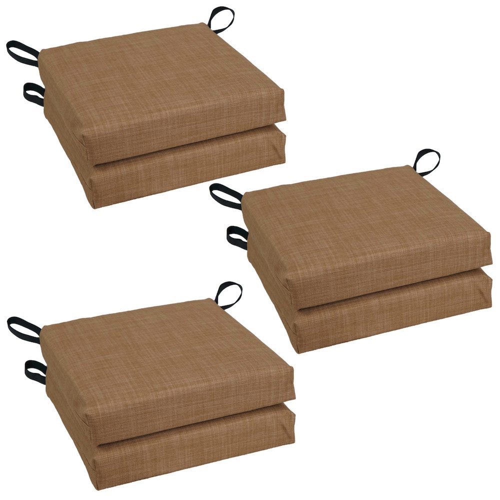 16-inch Spun Polyester Solid Outdoor Square Chair Cushions (Set of 6). Picture 1