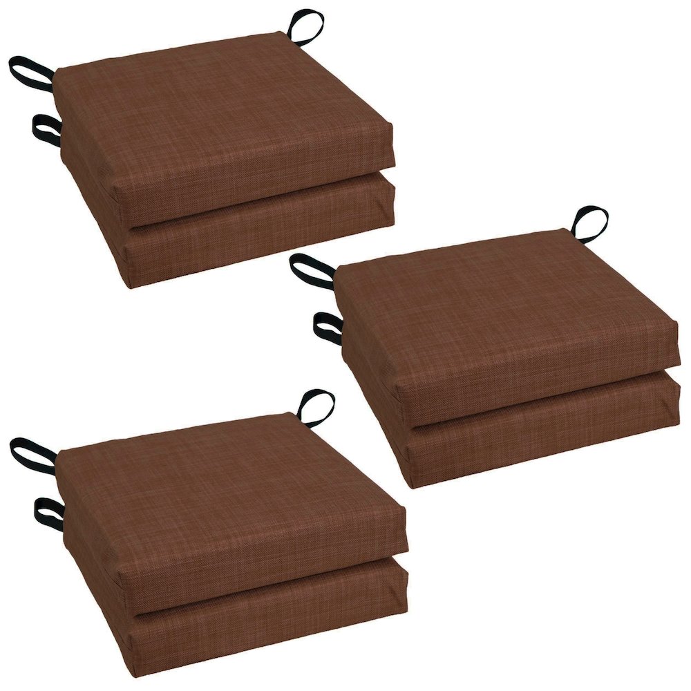 16-inch Spun Polyester Solid Outdoor Square Chair Cushions (Set of 6). Picture 1