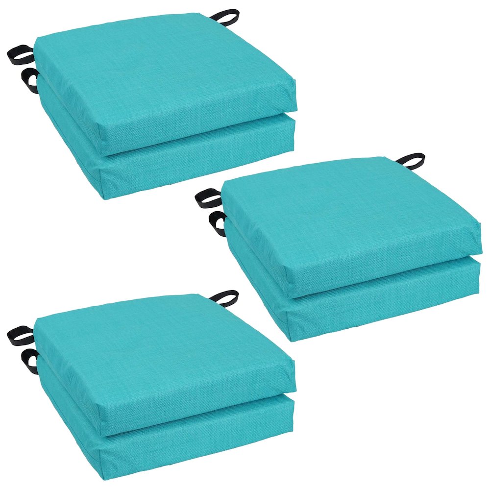 16-inch Spun Polyester Solid Outdoor Square Chair Cushions (Set of 6). Picture 1