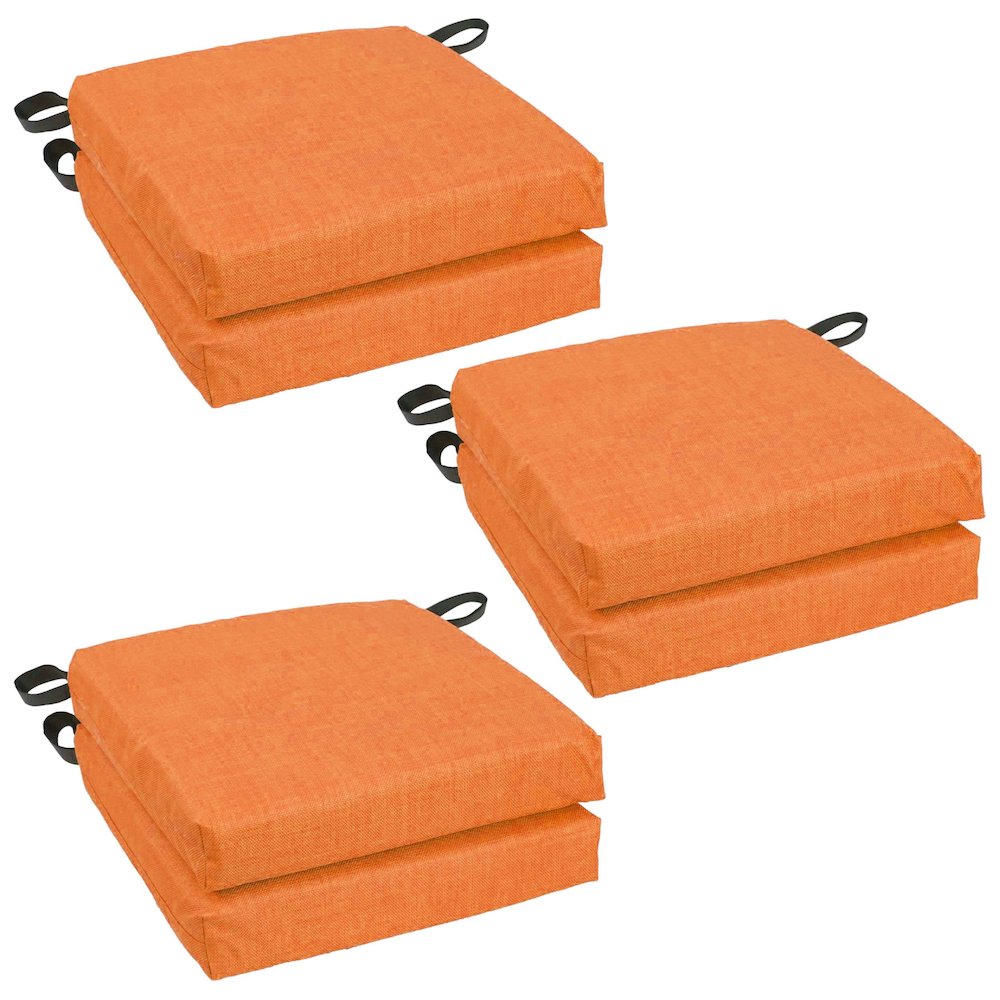 16-inch Spun Polyester Solid Outdoor Square Chair Cushions (Set of 6). Picture 1