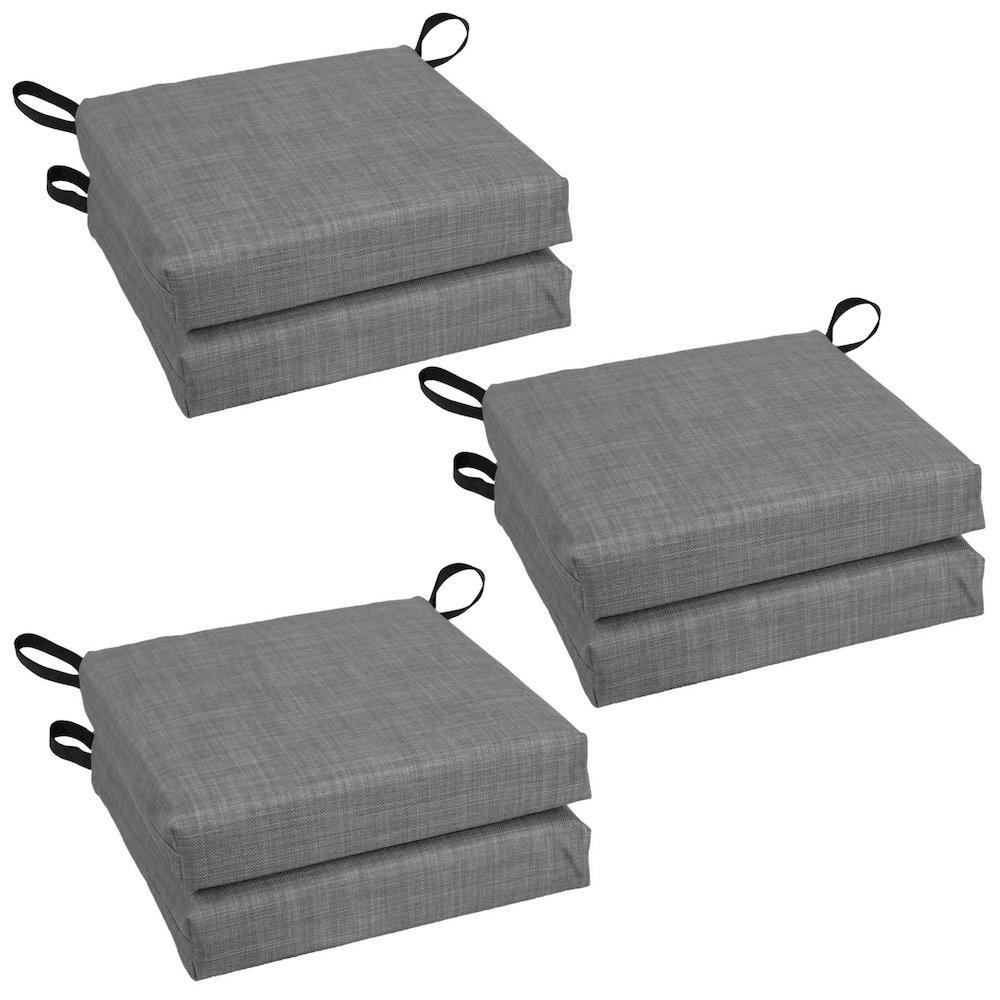 16-inch Spun Polyester Solid Outdoor Square Chair Cushions (Set of 6). Picture 1