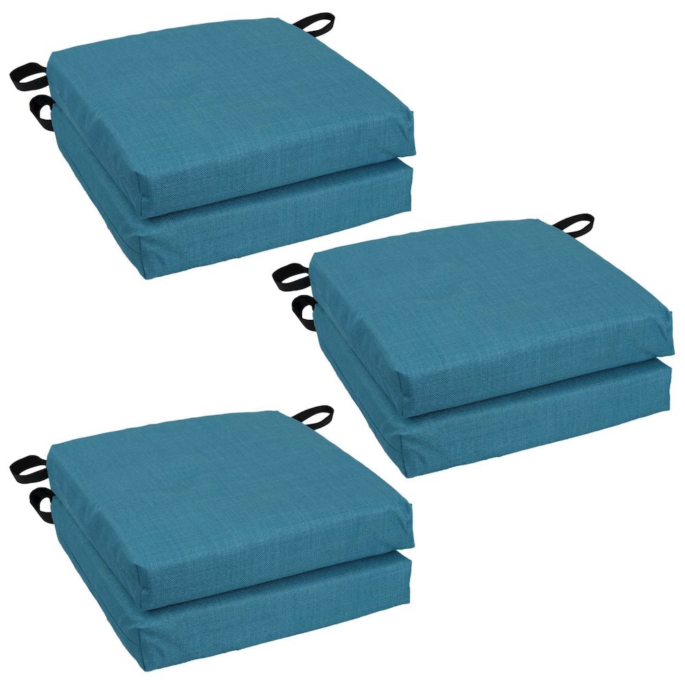16-inch Spun Polyester Solid Outdoor Square Chair Cushions (Set of 6). Picture 1