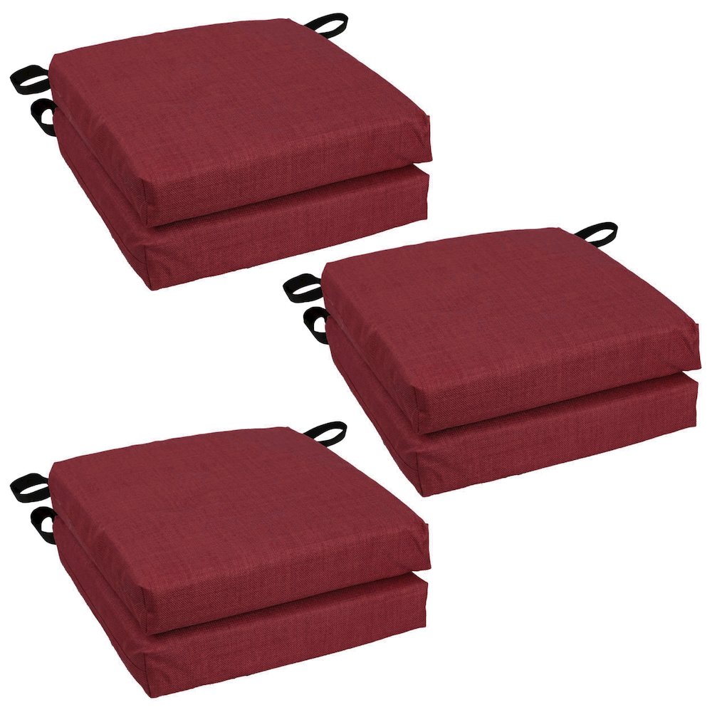 16-inch Spun Polyester Solid Outdoor Square Chair Cushions (Set of 6). Picture 1