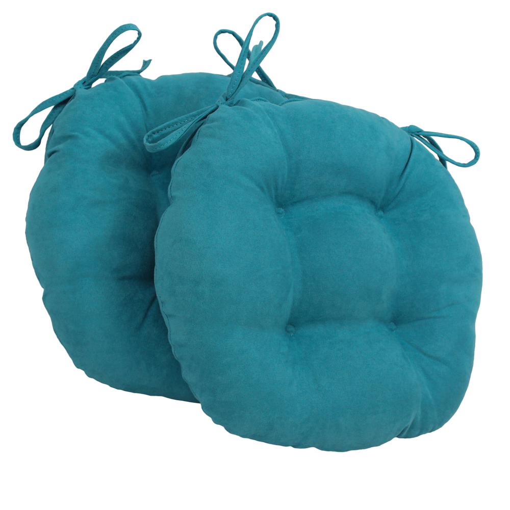 16-inch Solid Micro Suede Round Tufted Chair Cushions (Set of 2). Picture 1