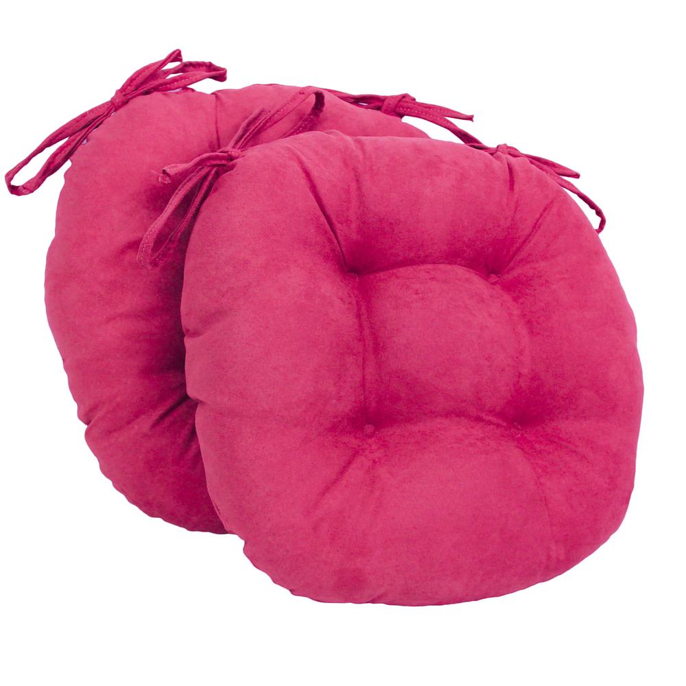 16-inch Solid Micro Suede Round Tufted Chair Cushions (Set of 2). Picture 1