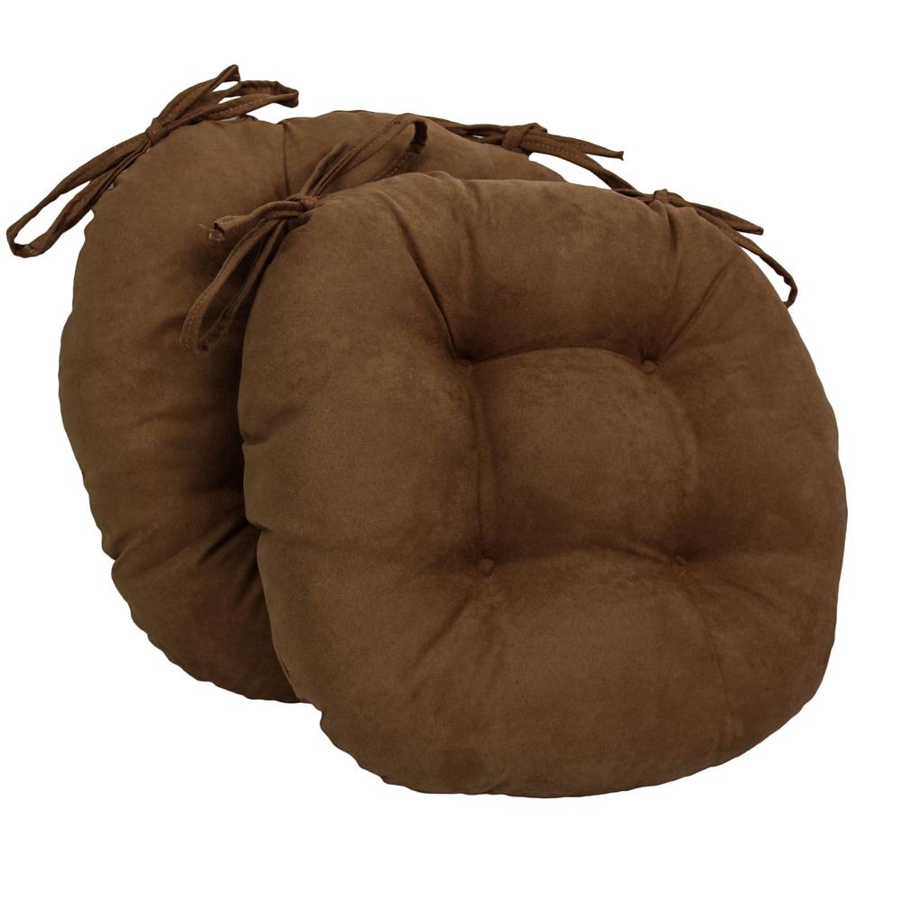 16-inch Solid Micro Suede Round Tufted Chair Cushions (Set of 2). Picture 1