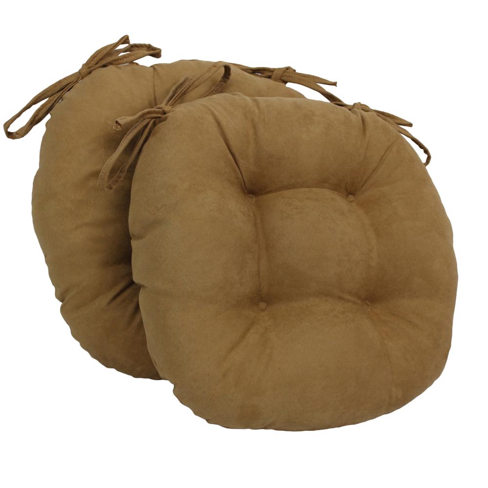 16-inch Solid Micro Suede Round Tufted Chair Cushions (Set of 2). Picture 1