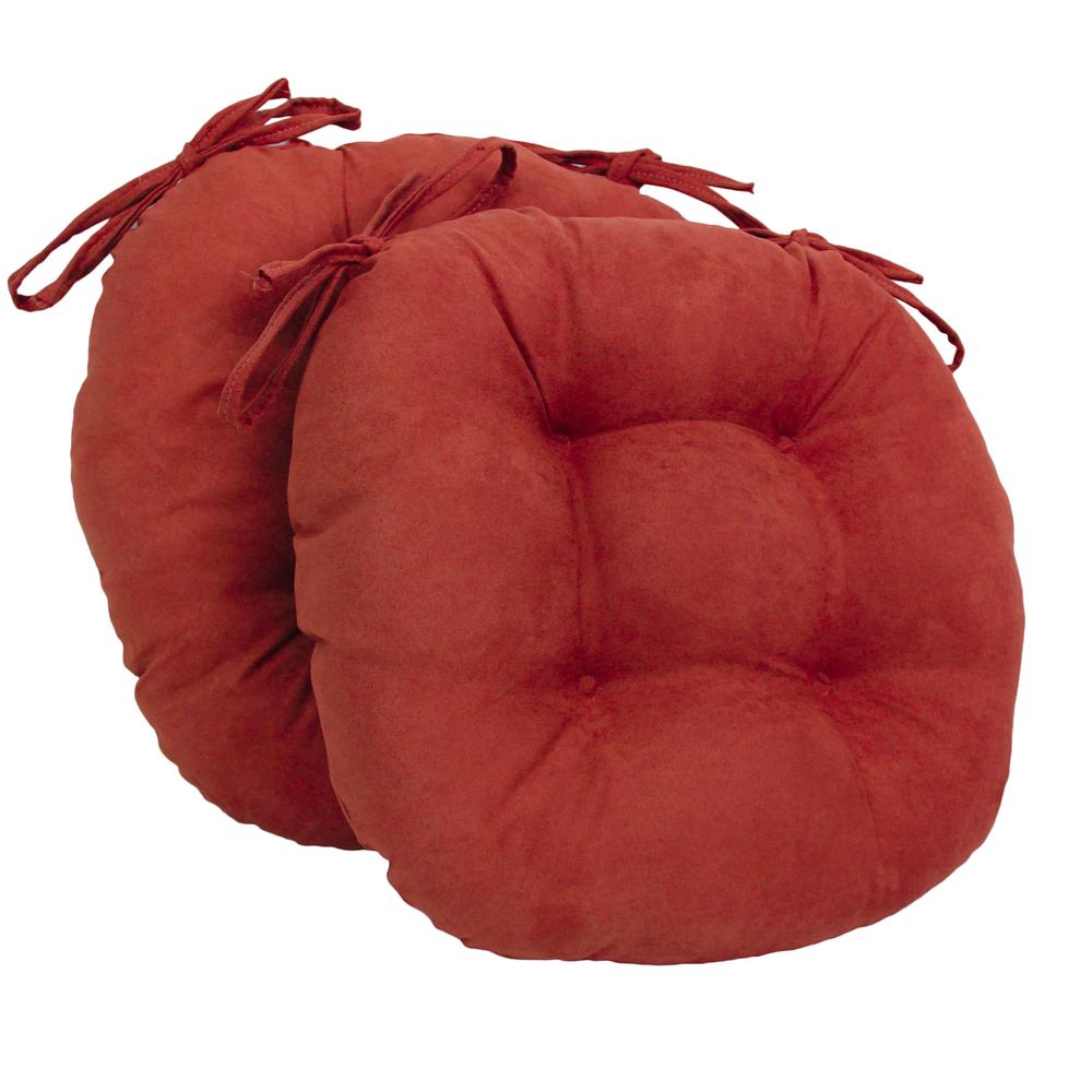 16-inch Solid Micro Suede Round Tufted Chair Cushions (Set of 2). Picture 1
