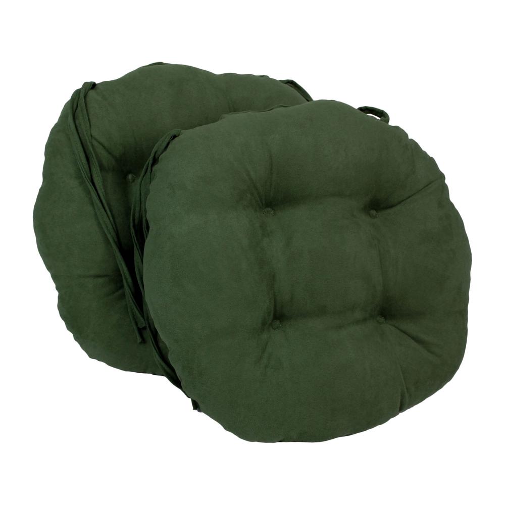 16-inch Solid Micro Suede Round Tufted Chair Cushions (Set of 2). Picture 1