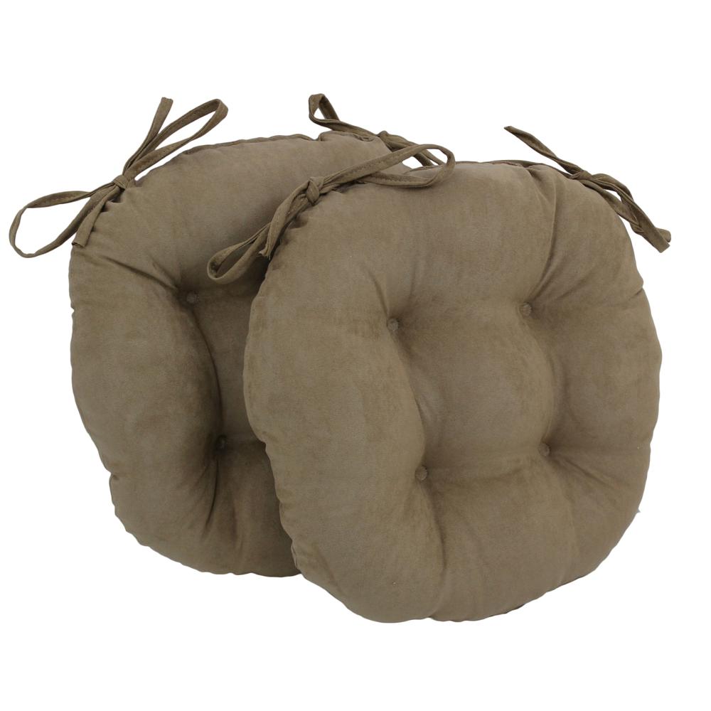 16-inch Solid Micro Suede Round Tufted Chair Cushions (Set of 2). Picture 1