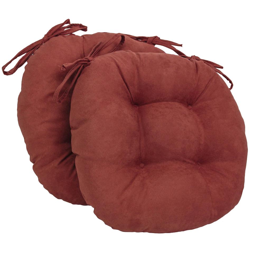 16-inch Solid Micro Suede Round Tufted Chair Cushions (Set of 2). Picture 1