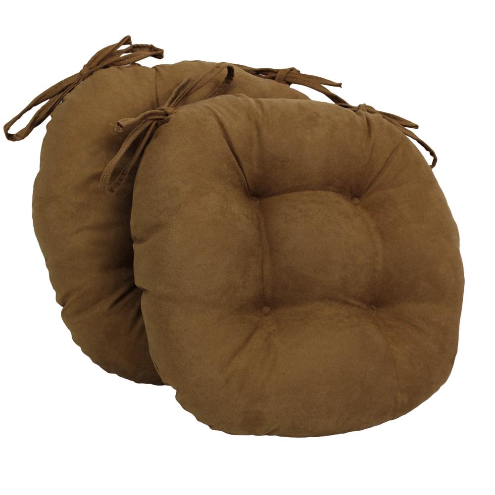 16-inch Solid Micro Suede Round Tufted Chair Cushions (Set of 2). Picture 1