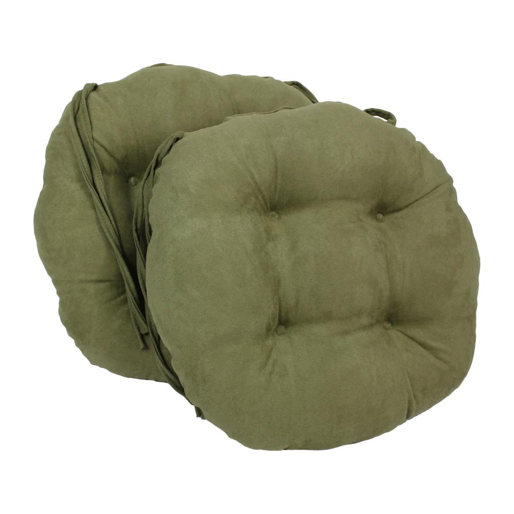 16-inch Solid Micro Suede Round Tufted Chair Cushions (Set of 2). Picture 1
