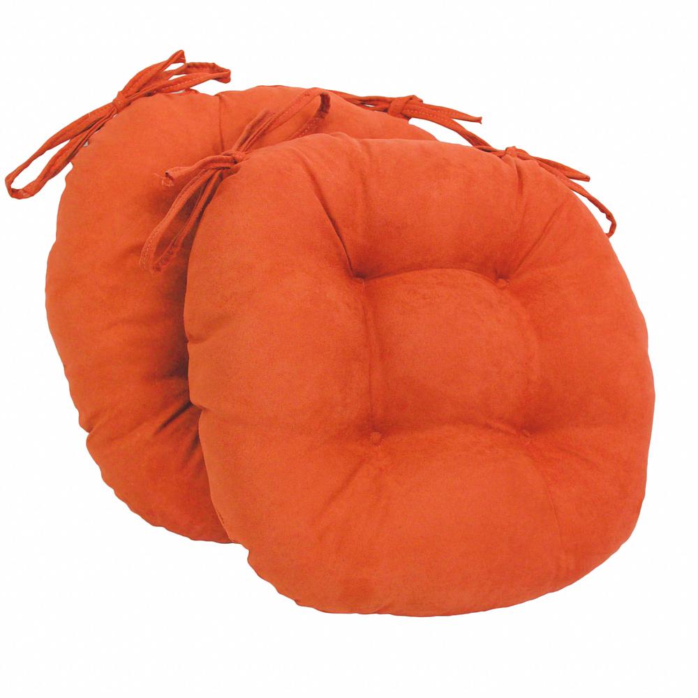 16-inch Solid Micro Suede Round Tufted Chair Cushions (Set of 2). Picture 1