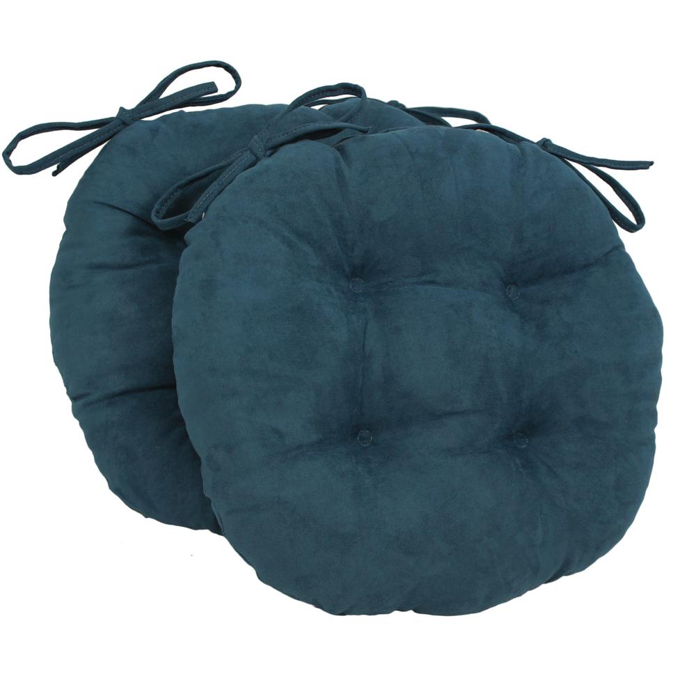 16-inch Solid Microsuede Round Tufted Chair Cushions (Set of 2)  916X16RD-T-2CH-MS-TL. Picture 1