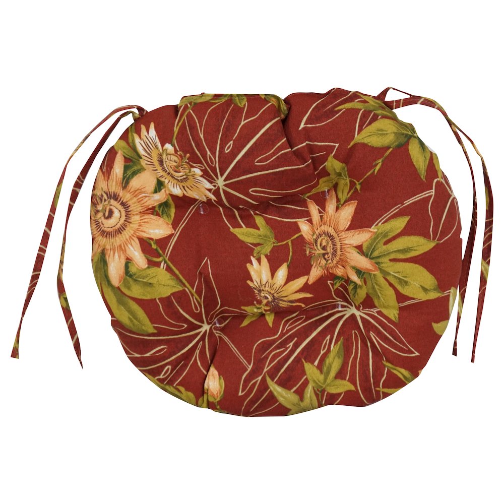 16-inch Spun Polyester Patterned Outdoor Round Tufted Chair Cushions (Set of 2). Picture 2