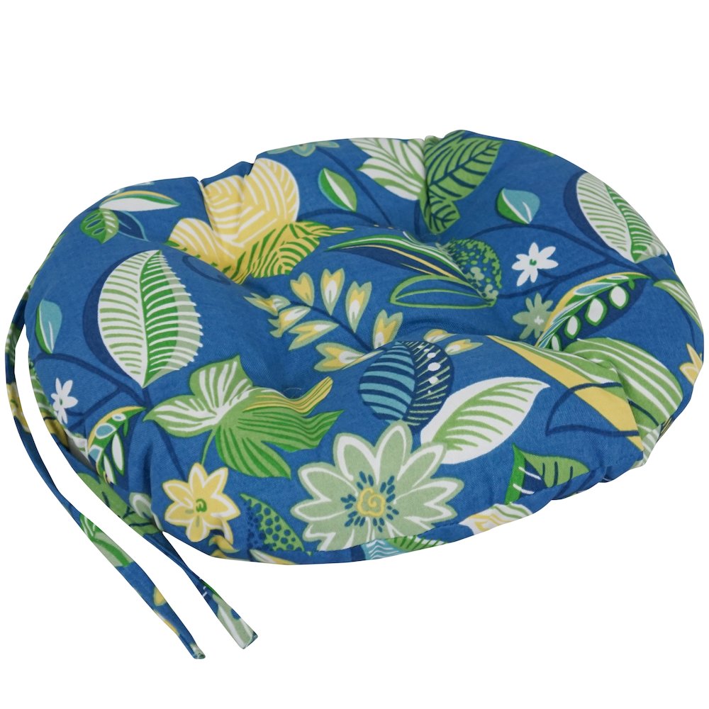 16-inch Spun Polyester Patterned Outdoor Round Tufted Chair Cushions (Set of 2). Picture 3