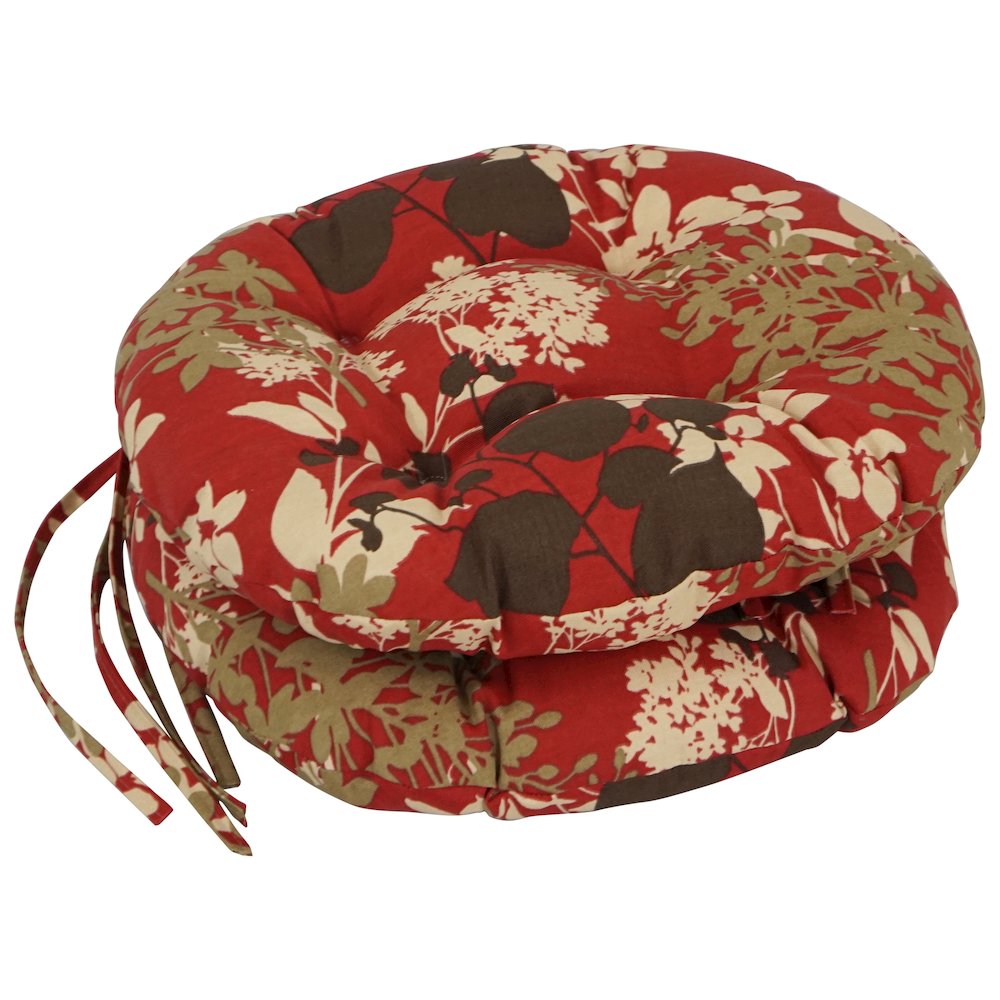 16-inch Spun Polyester Patterned Outdoor Round Tufted Chair Cushions (Set of 2). Picture 1