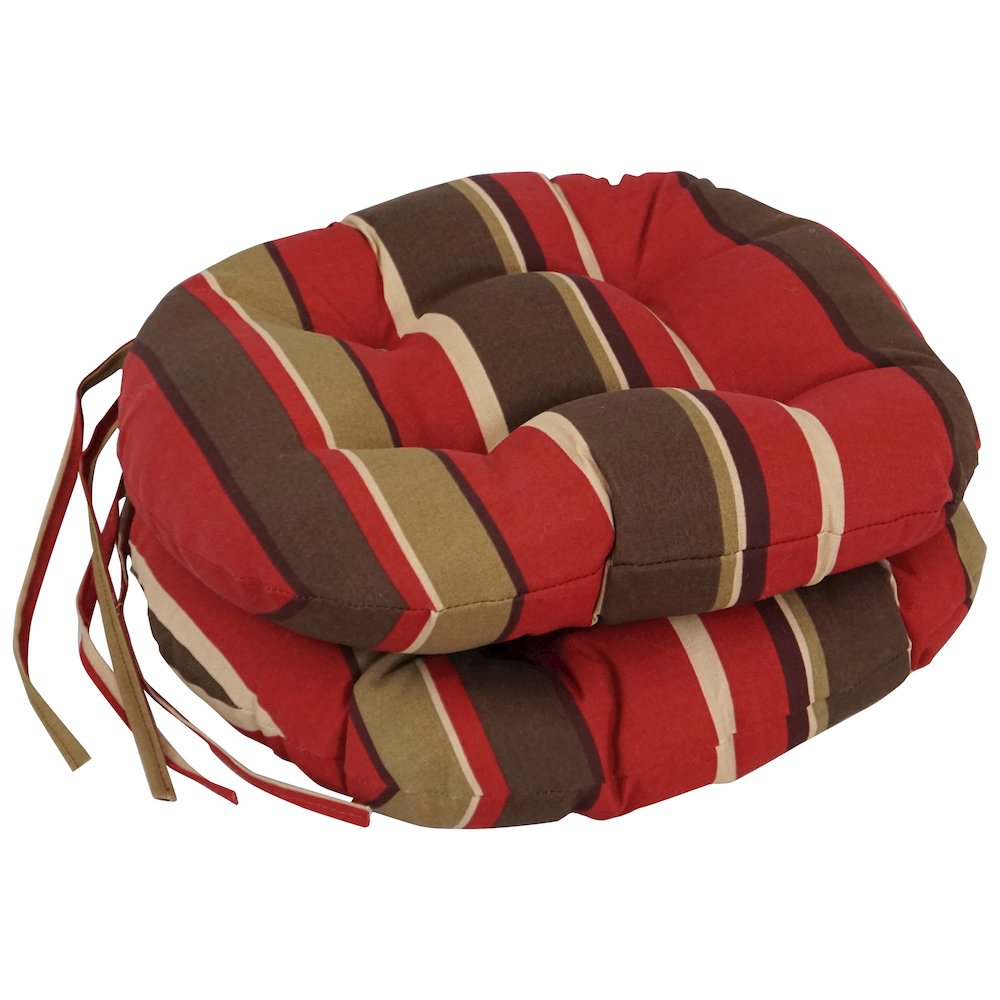 16-inch Spun Polyester Patterned Outdoor Round Tufted Chair Cushions (Set of 2). Picture 1