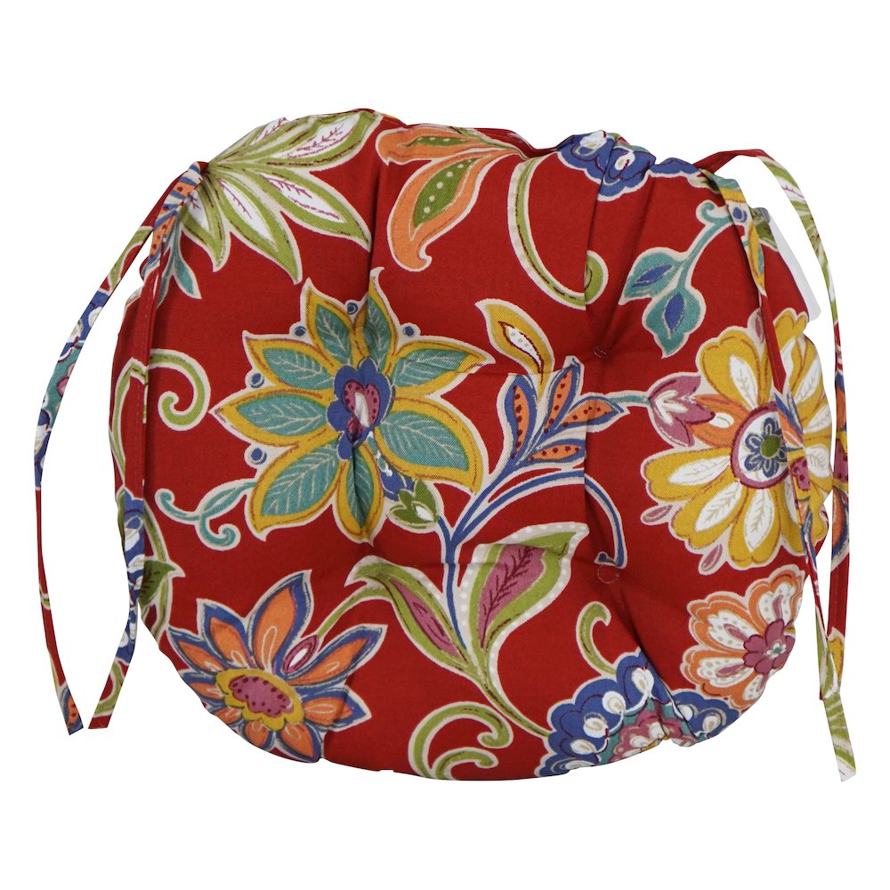 16-inch Spun Polyester Patterned Outdoor Round Tufted Chair Cushions (Set of 2). Picture 2