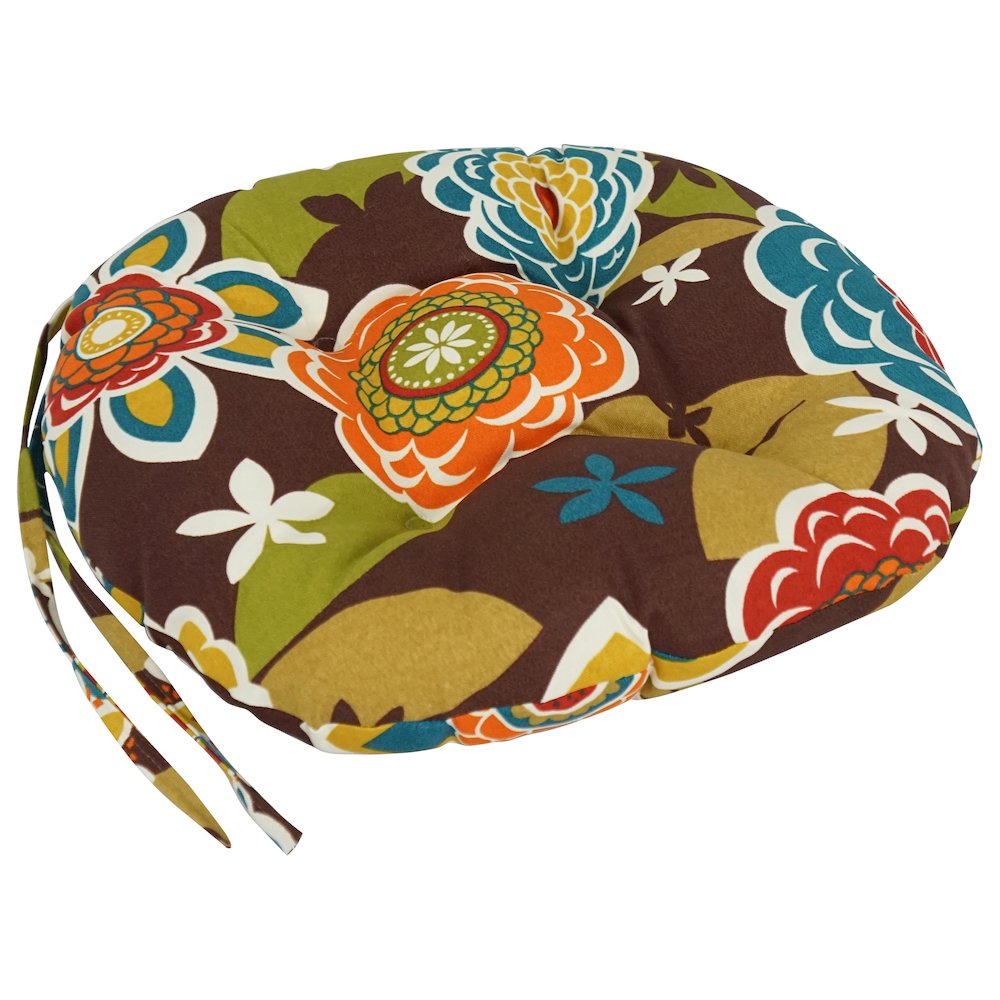 16-inch Spun Polyester Patterned Outdoor Round Tufted Chair Cushions (Set of 2). Picture 3