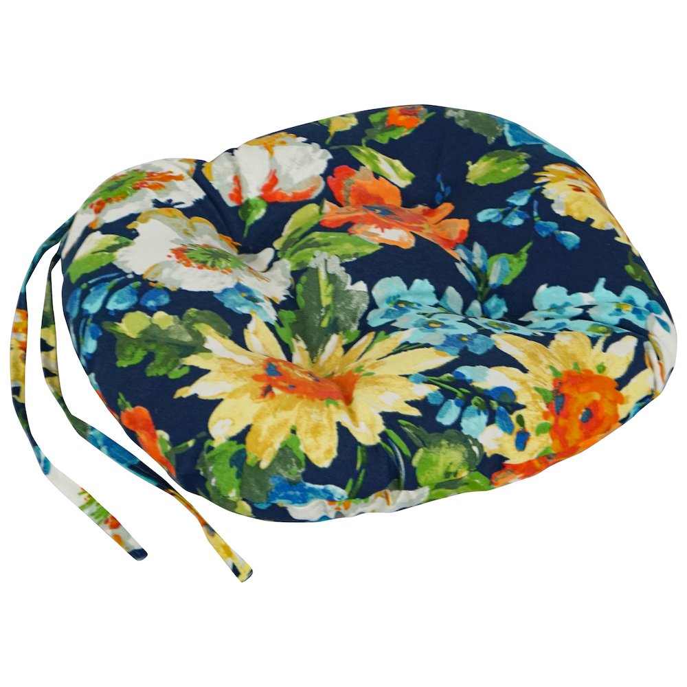 16-inch Spun Polyester Patterned Outdoor Round Tufted Chair Cushions (Set of 2). Picture 3