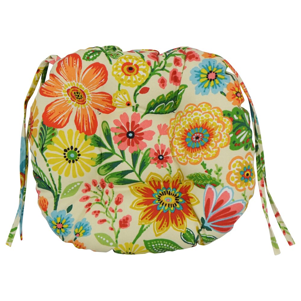 16-inch Spun Polyester Patterned Outdoor Round Tufted Chair Cushions (Set of 2). Picture 2