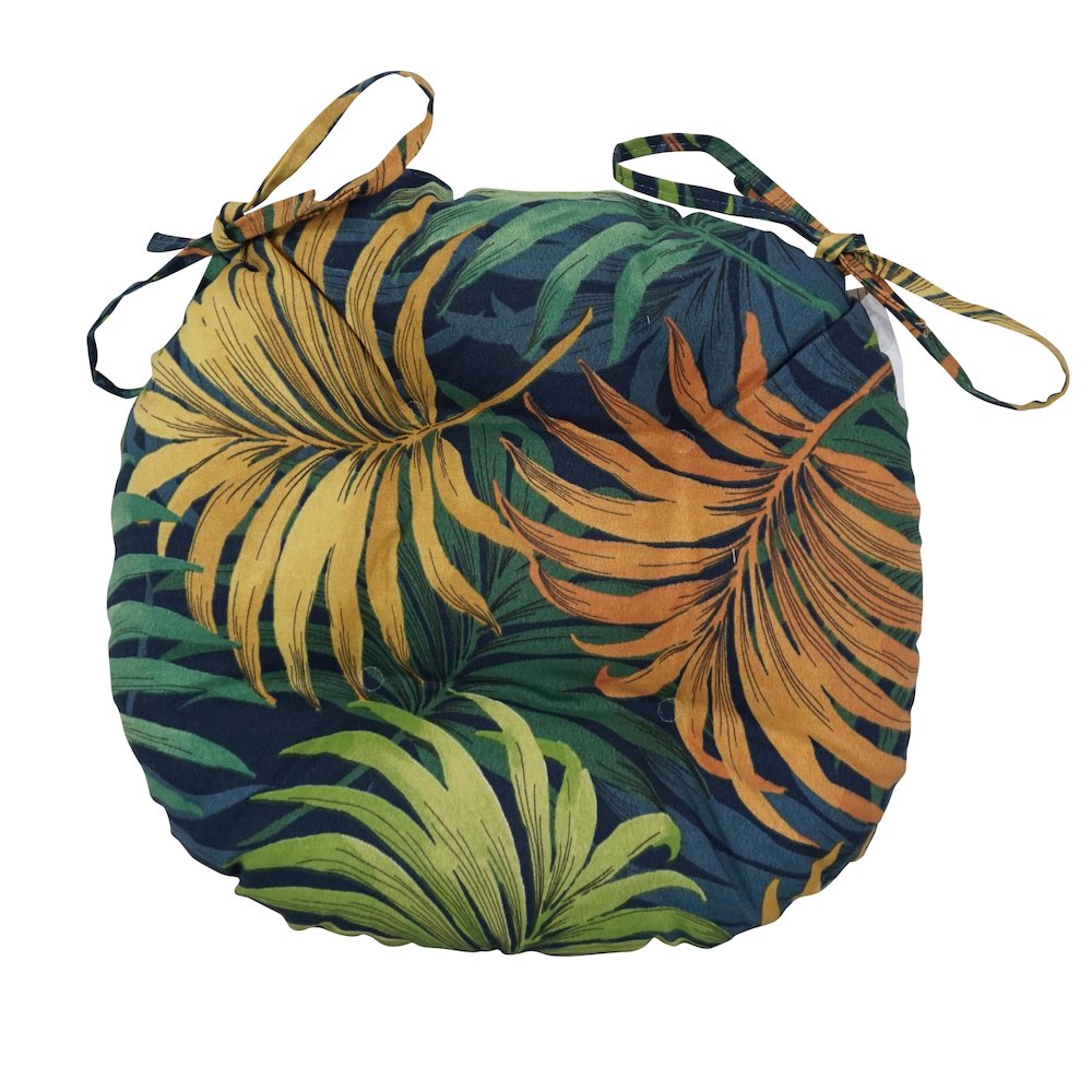 16-inch Spun Polyester Patterned Outdoor Round Tufted Chair Cushions (Set of 2). Picture 2