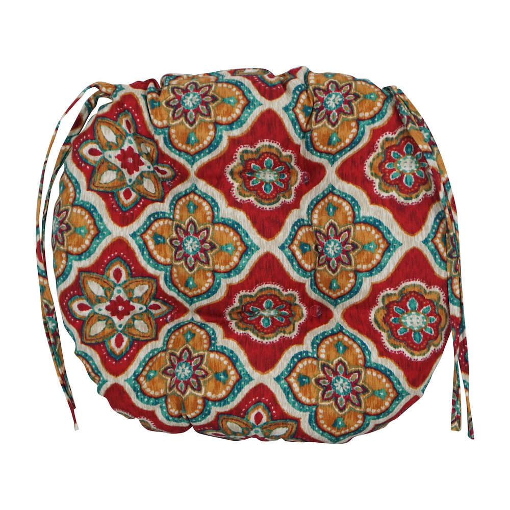 16-inch Spun Polyester Patterned Outdoor Round Tufted Chair Cushions (Set of 2). Picture 2