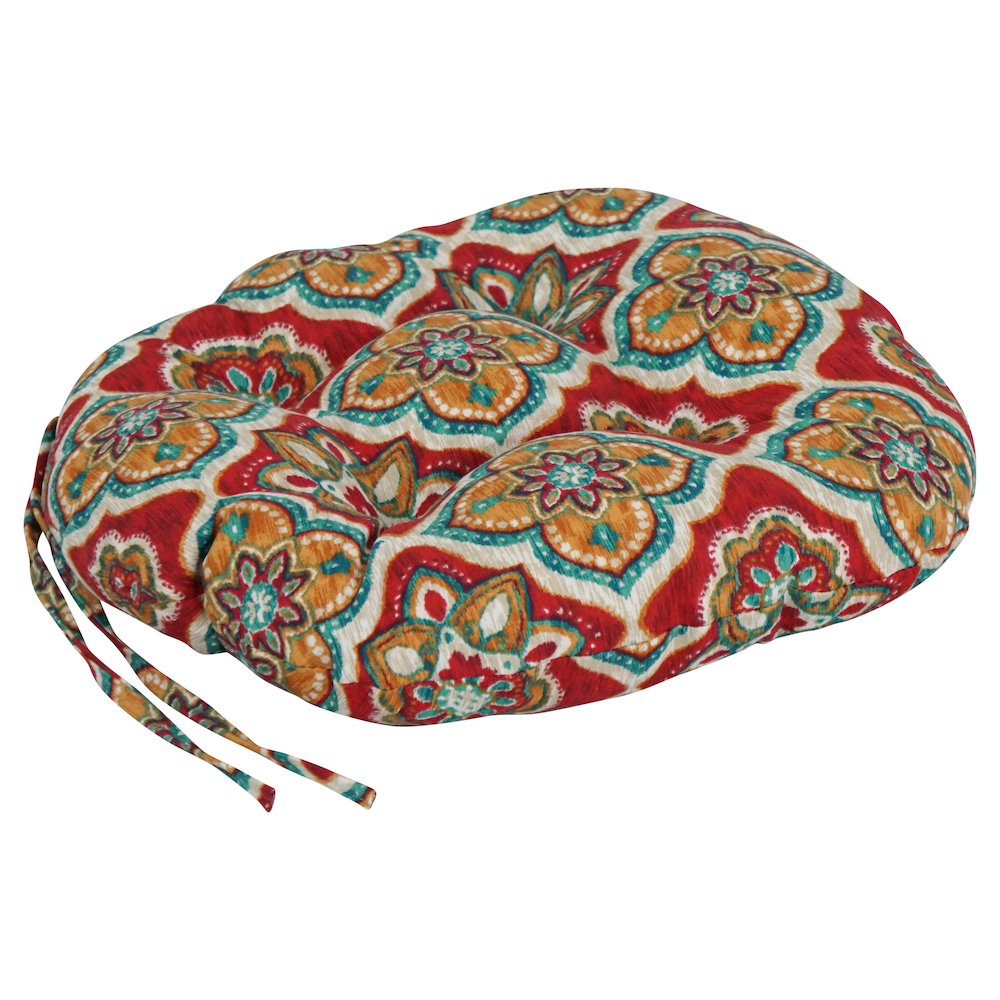 16-inch Spun Polyester Patterned Outdoor Round Tufted Chair Cushions (Set of 2). Picture 3