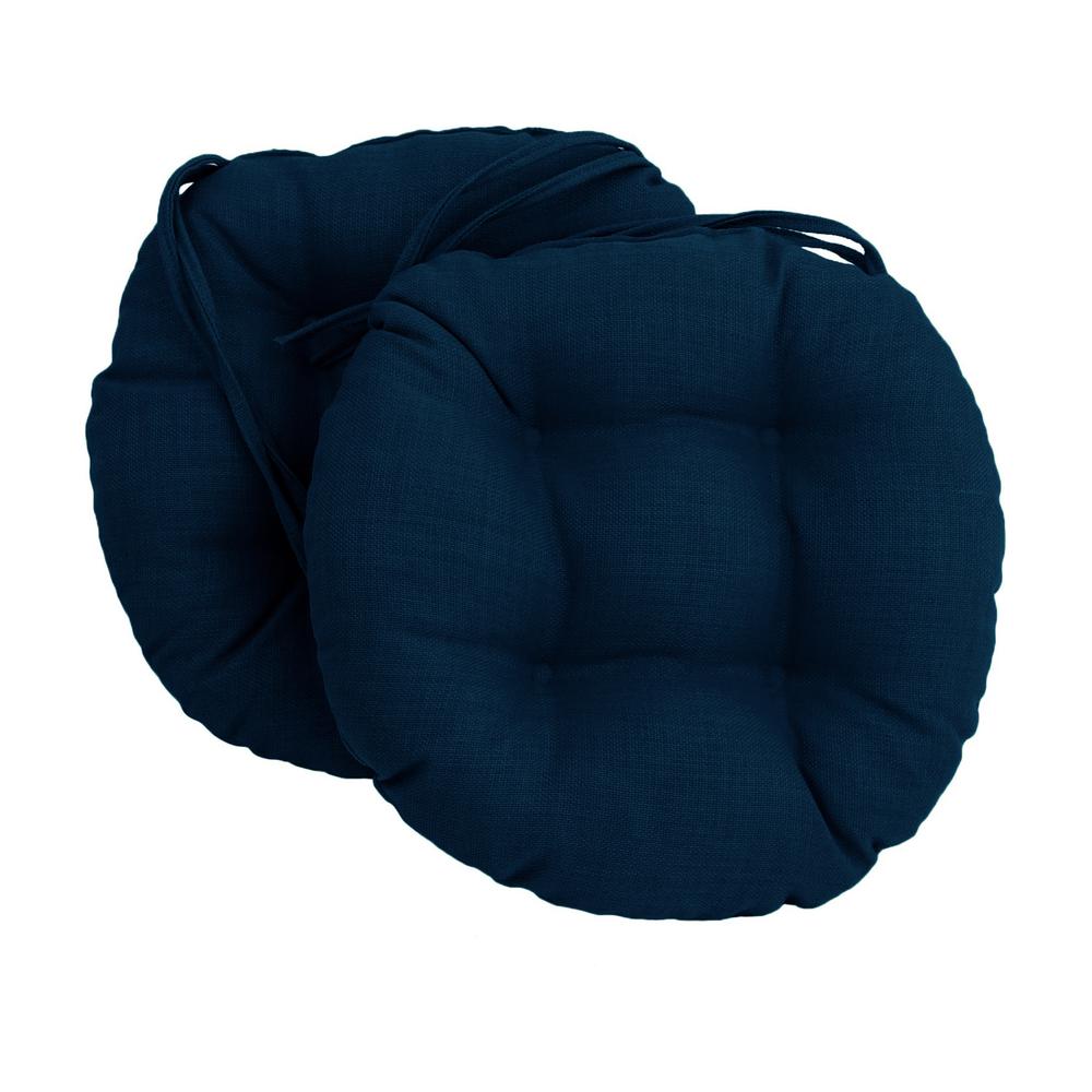 16-inch Spun Polyester Solid Outdoor Round Tufted Chair Cushion. Picture 1