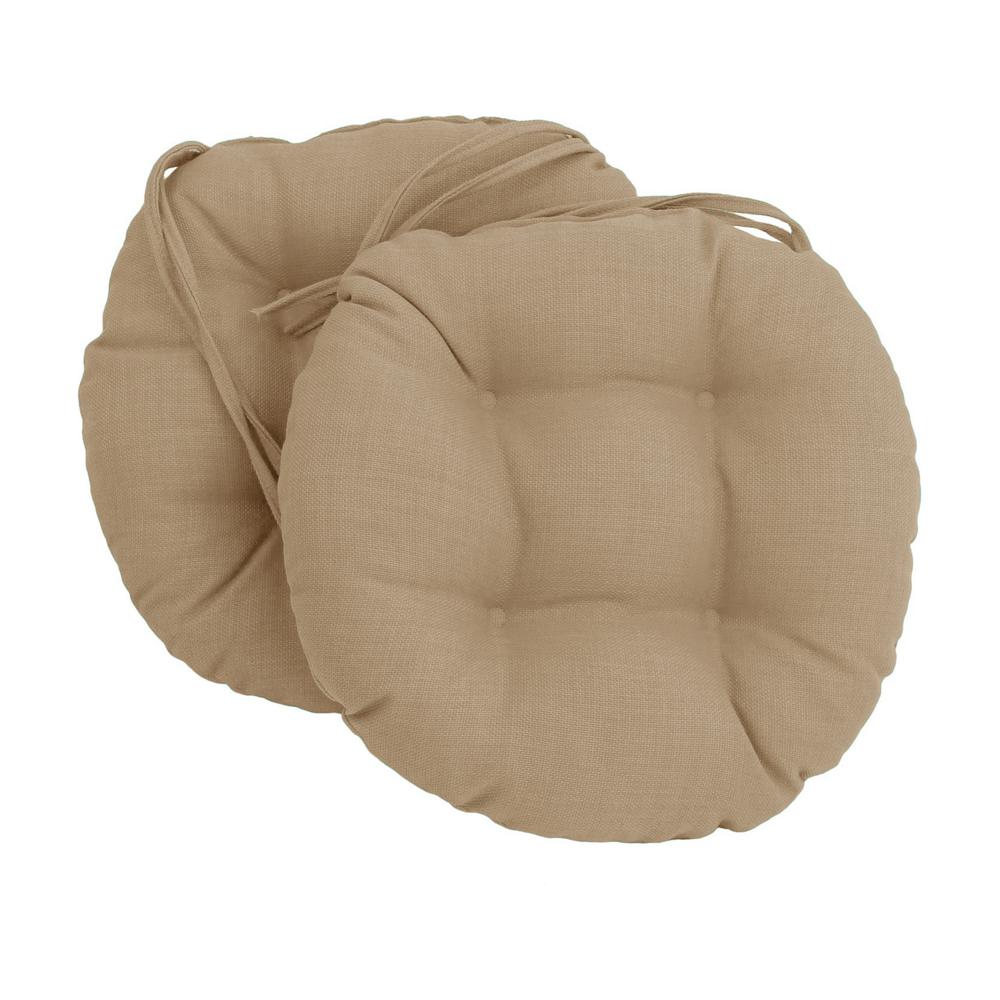 16-inch Spun Polyester Solid Outdoor Round Tufted Chair Cushion. Picture 1