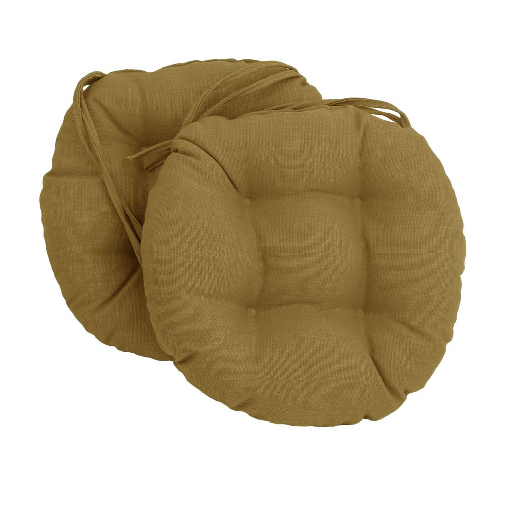 16-inch Spun Polyester Solid Outdoor Round Tufted Chair Cushion. Picture 1