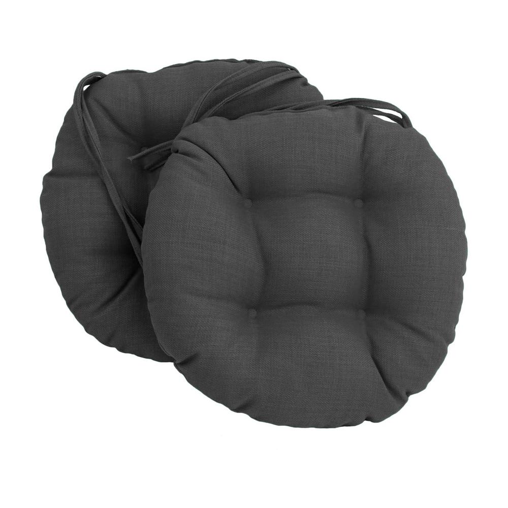 16-inch Spun Polyester Solid Outdoor Round Tufted Chair Cushion. Picture 1