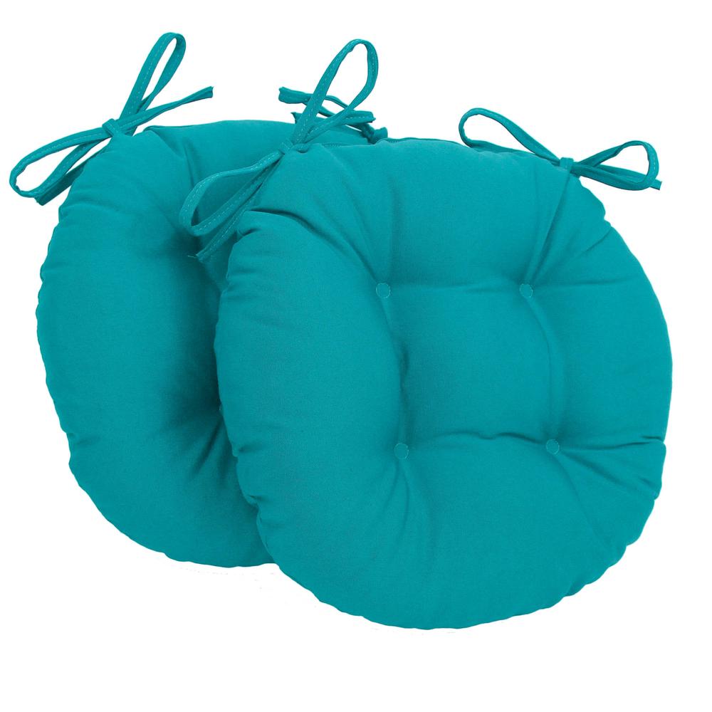 16-inch Solid Twill Round Tufted Chair Cushions (Set of 2). Picture 1