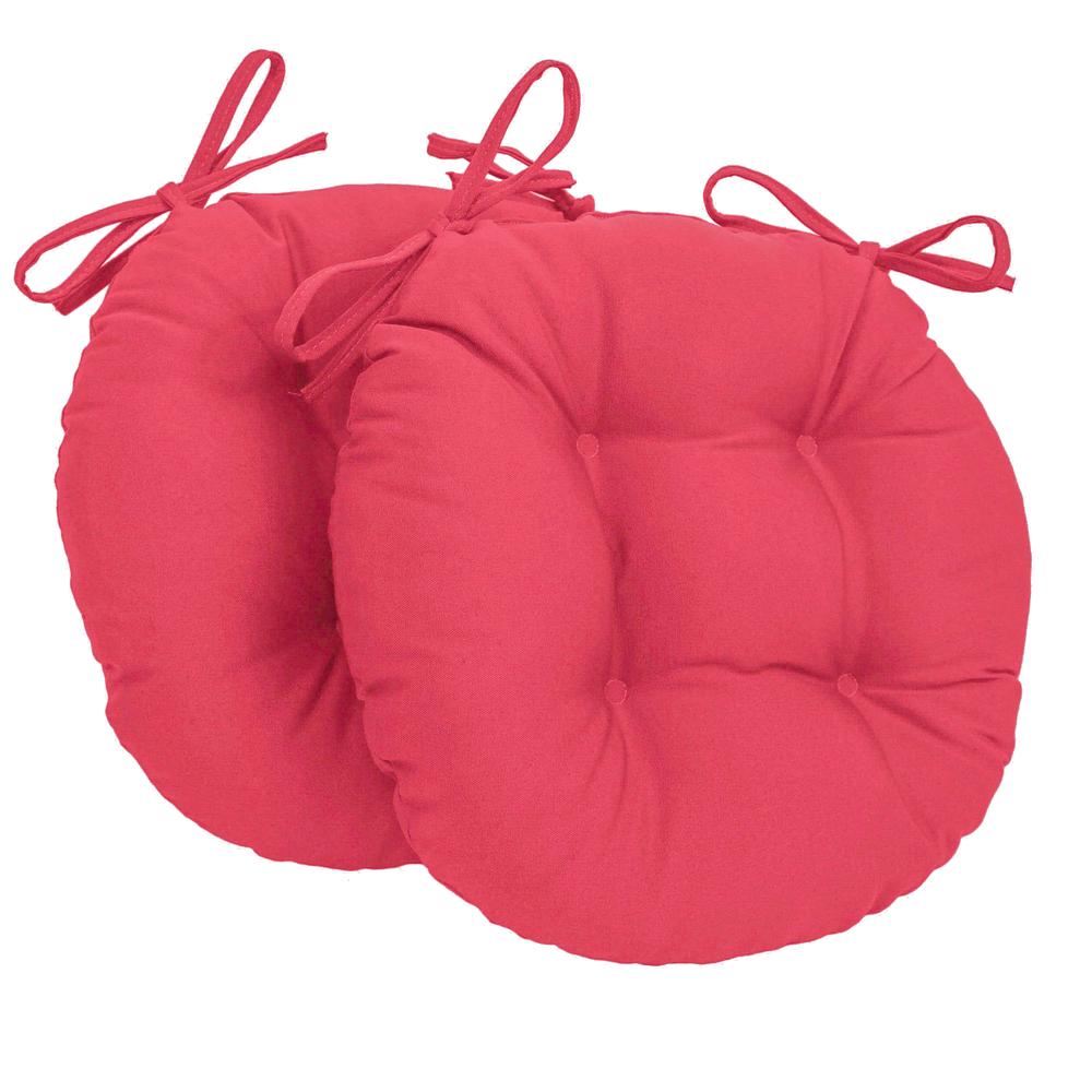 16-inch Solid Twill Round Tufted Chair Cushions (Set of 2). Picture 1