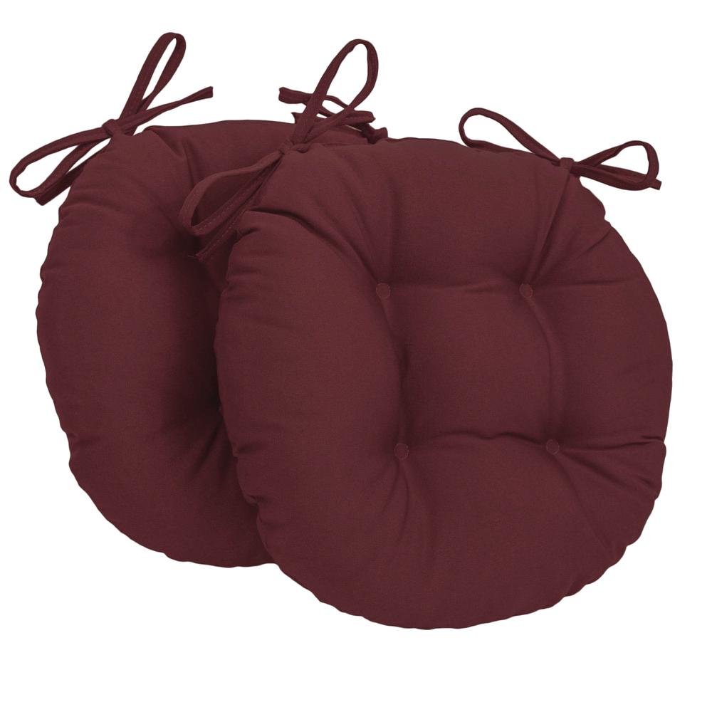 16-inch Solid Twill Round Tufted Chair Cushions (Set of 2). Picture 1