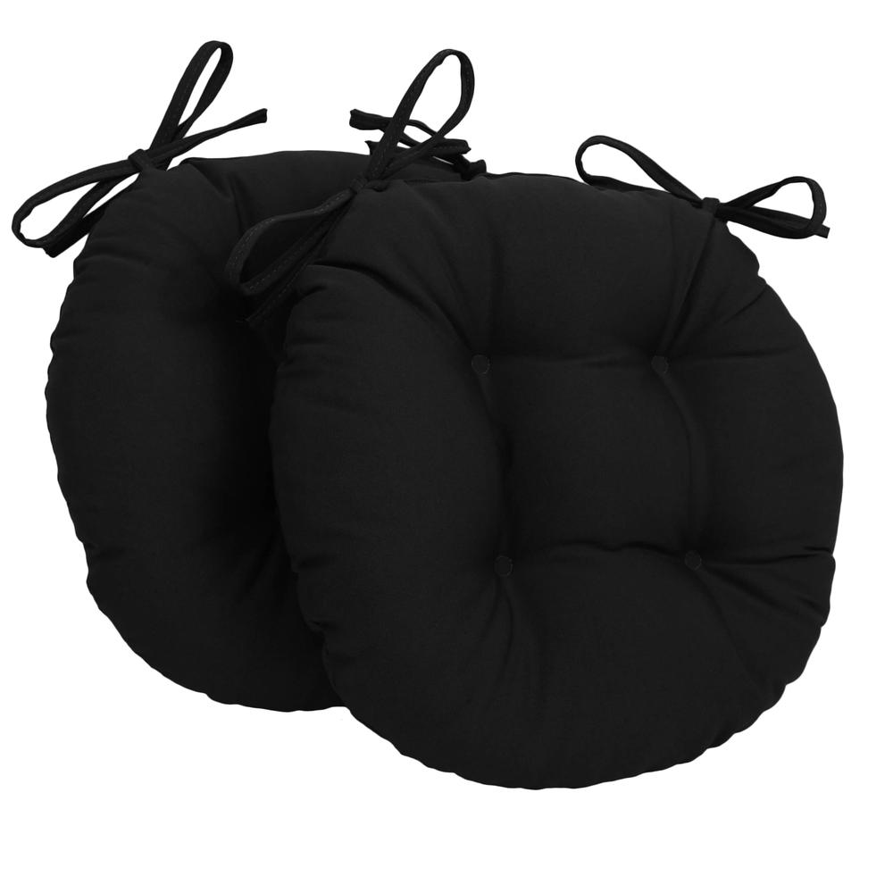 16-inch Solid Twill Round Tufted Chair Cushions (Set of 2). Picture 1
