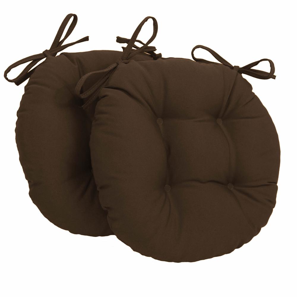 16-inch Solid Twill Round Tufted Chair Cushions (Set of 2). Picture 1